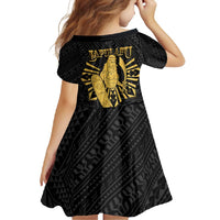 Philippines Tribal Family Matching Off Shoulder Maxi Dress and Hawaiian Shirt King Lapu Lapu Gold Version