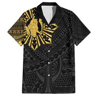 Philippines Tribal Family Matching Off Shoulder Maxi Dress and Hawaiian Shirt King Lapu Lapu Gold Version