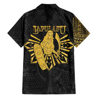 Philippines Tribal Family Matching Off Shoulder Maxi Dress and Hawaiian Shirt King Lapu Lapu Gold Version