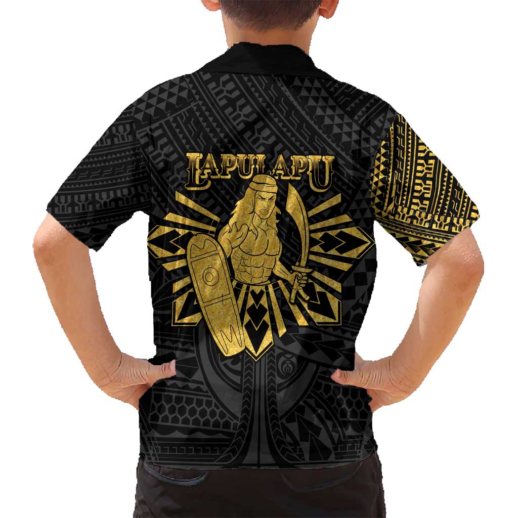 Philippines Tribal Family Matching Summer Maxi Dress and Hawaiian Shirt King Lapu Lapu Gold Version