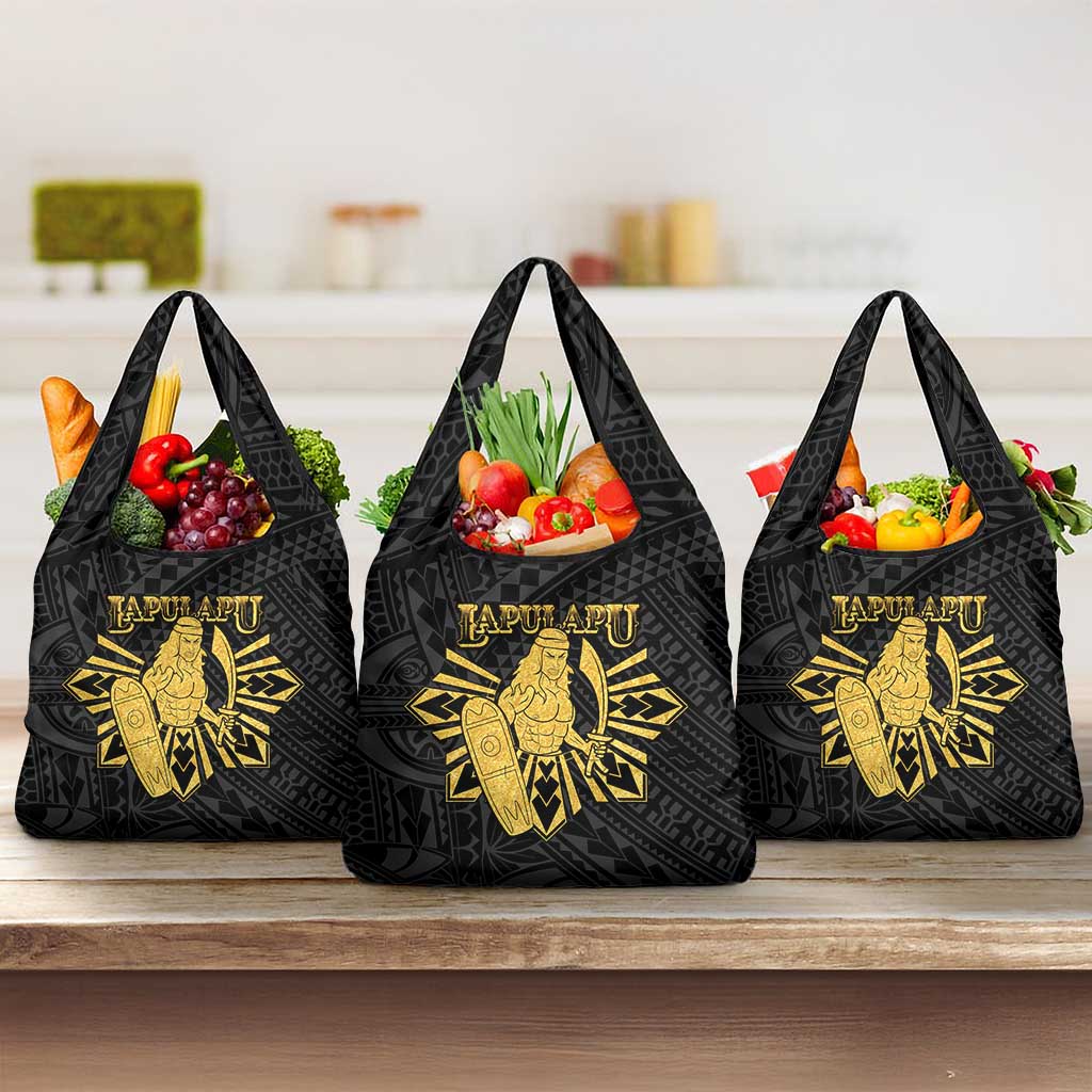 Philippines Tribal Grocery Bag King Lapu Lapu Gold Version