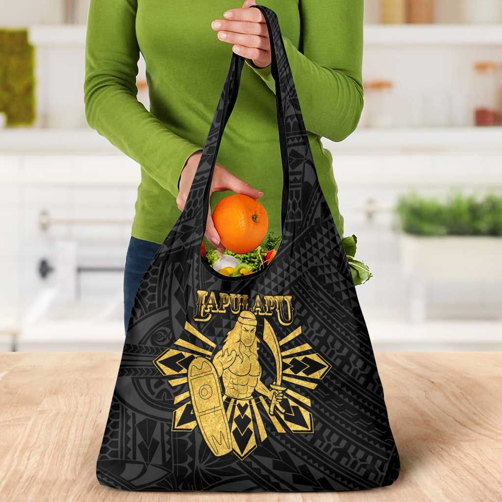 Philippines Tribal Grocery Bag King Lapu Lapu Gold Version