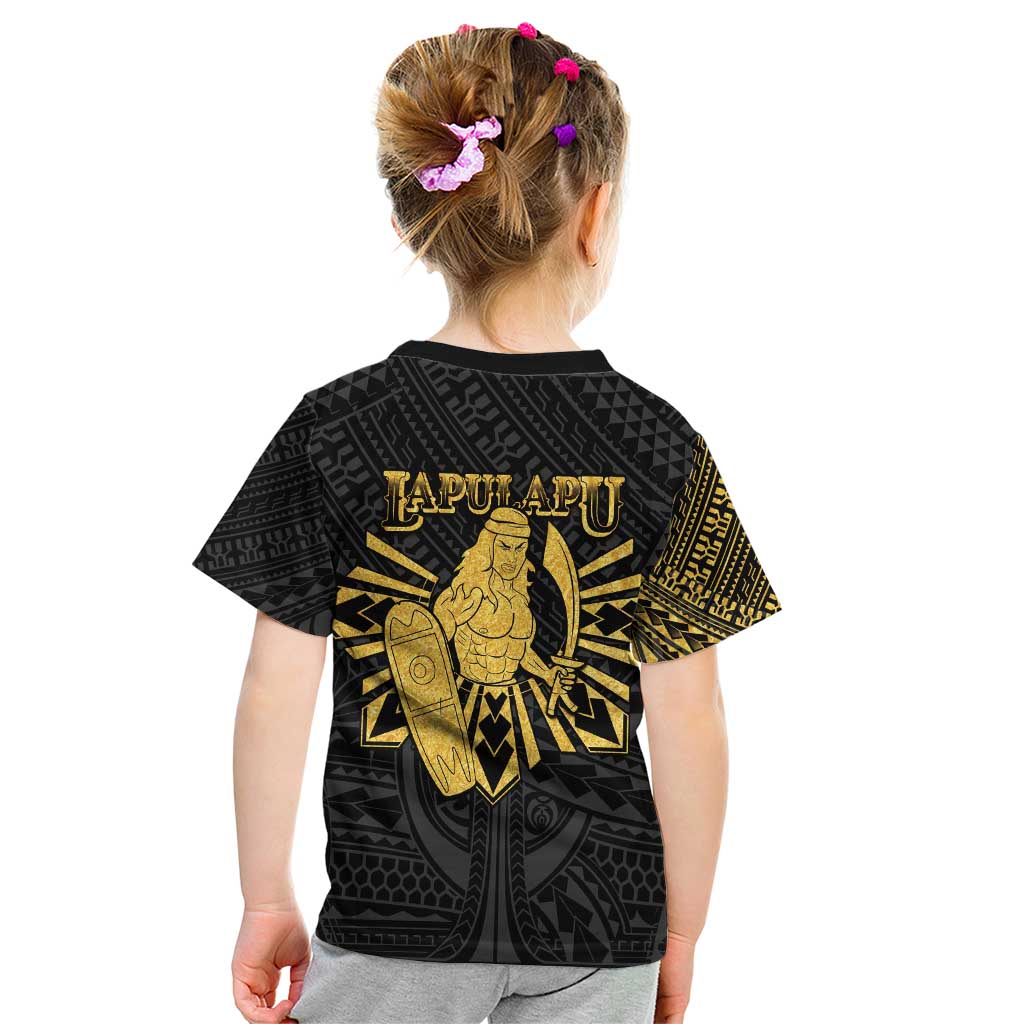 Philippines Tribal Kid T Shirt King Lapu Lapu Gold Version