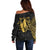 Philippines Tribal Off Shoulder Sweater King Lapu Lapu Gold Version