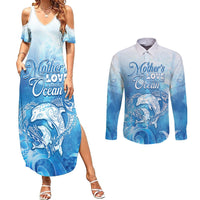Mother's Love Is Deeper Than Ocean Couples Matching Summer Maxi Dress and Long Sleeve Button Shirt Polynesian Style