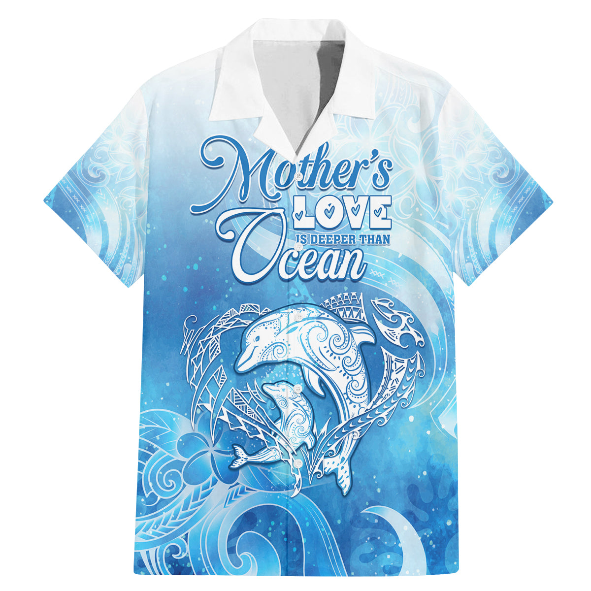 Mother's Love Is Deeper Than Ocean Family Matching Mermaid Dress and Hawaiian Shirt Polynesian Style LT05 Dad's Shirt - Short Sleeve Blue - Polynesian Pride