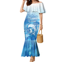 Mother's Love Is Deeper Than Ocean Family Matching Mermaid Dress and Hawaiian Shirt Polynesian Style LT05 Mom's Dress Blue - Polynesian Pride