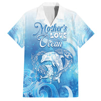 Mother's Love Is Deeper Than Ocean Family Matching Off The Shoulder Long Sleeve Dress and Hawaiian Shirt Polynesian Style LT05 Dad's Shirt - Short Sleeve Blue - Polynesian Pride