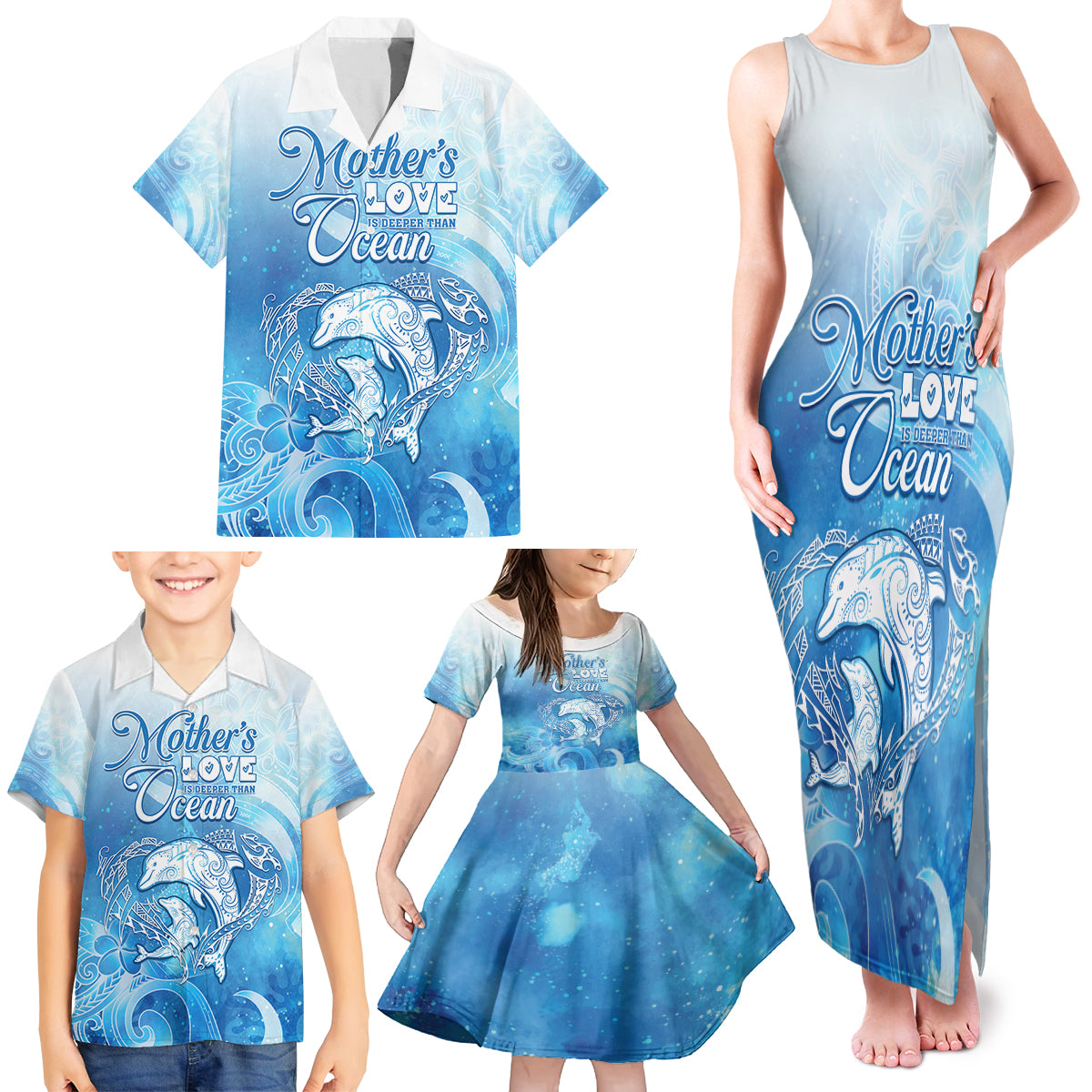 Mother's Love Is Deeper Than Ocean Family Matching Tank Maxi Dress and Hawaiian Shirt Polynesian Style LT05 - Polynesian Pride