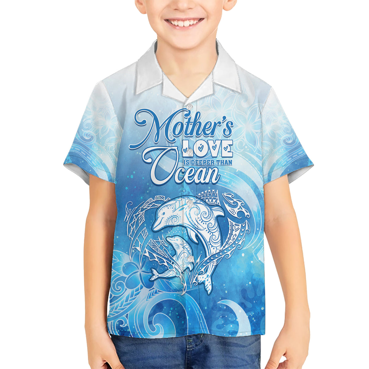 Mother's Love Is Deeper Than Ocean Kid Hawaiian Shirt Polynesian Style