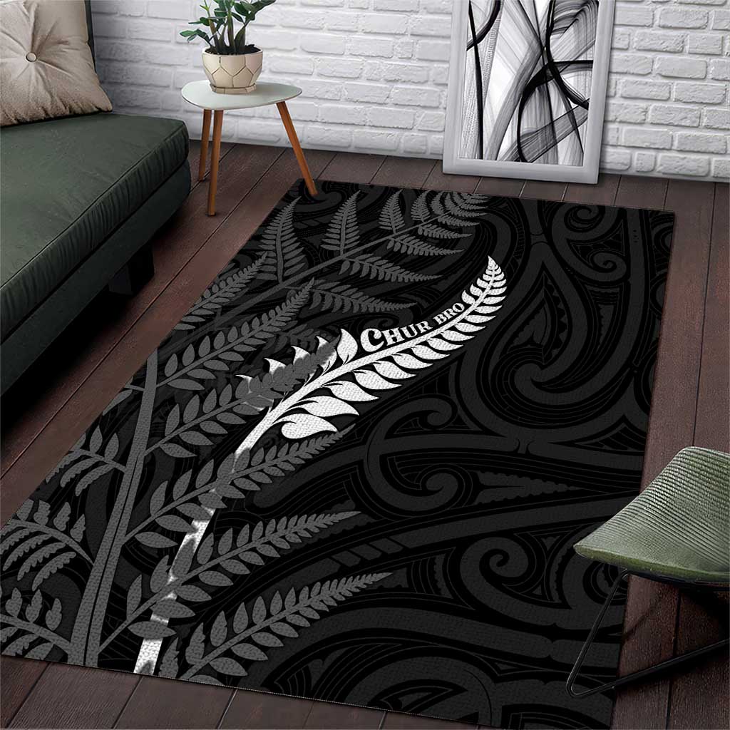 New Zealand Chur Bro Area Rug Maori Koru With Silver Fern