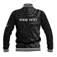 Personalised New Zealand Chur Bro Baseball Jacket Maori Koru With Silver Fern