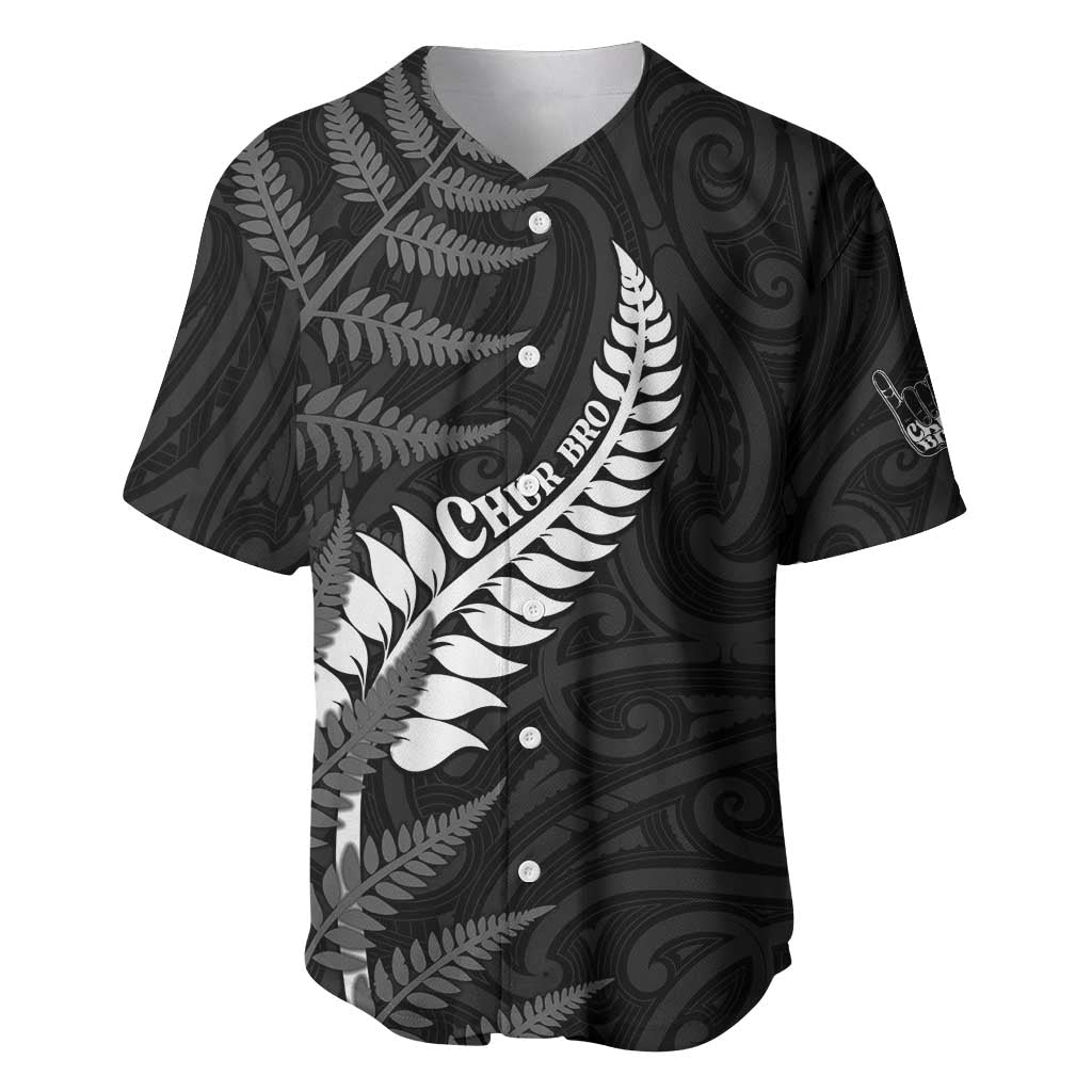 Personalised New Zealand Chur Bro Baseball Jersey Maori Koru With Silver Fern