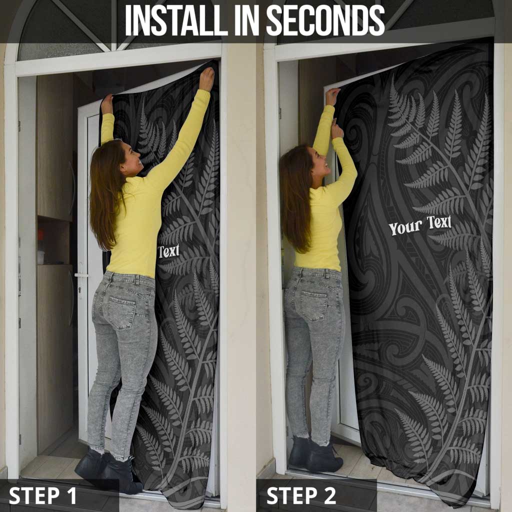 Personalised New Zealand Chur Bro Door Cover Maori Koru With Silver Fern