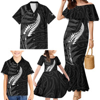 Personalised New Zealand Chur Bro Family Matching Mermaid Dress and Hawaiian Shirt Maori Koru With Silver Fern LT05 - Polynesian Pride