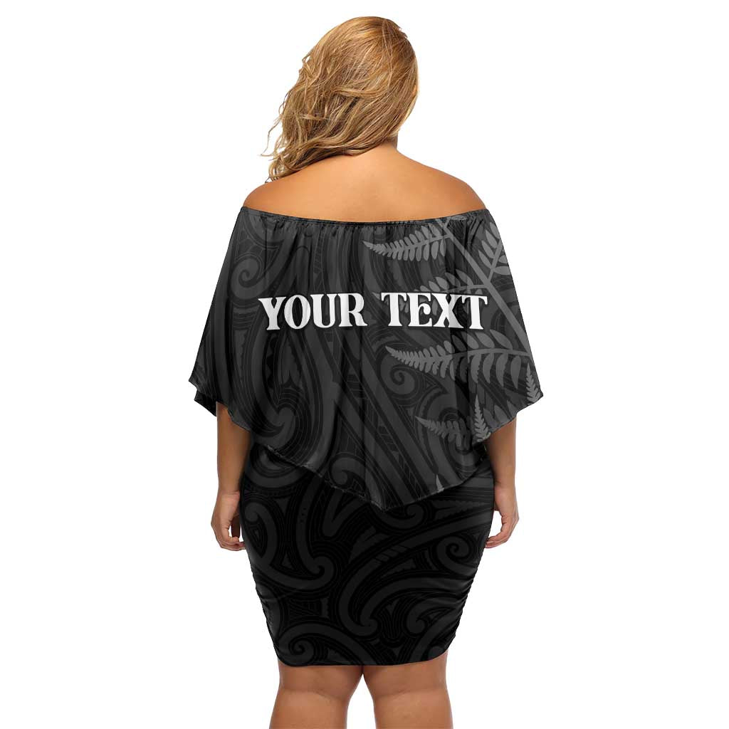 Personalised New Zealand Chur Bro Family Matching Off Shoulder Short Dress and Hawaiian Shirt Maori Koru With Silver Fern LT05 - Polynesian Pride