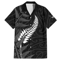 Personalised New Zealand Chur Bro Family Matching Summer Maxi Dress and Hawaiian Shirt Maori Koru With Silver Fern LT05 Dad's Shirt - Short Sleeve Black - Polynesian Pride