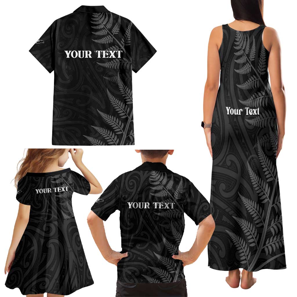 Personalised New Zealand Chur Bro Family Matching Tank Maxi Dress and Hawaiian Shirt Maori Koru With Silver Fern LT05 - Polynesian Pride