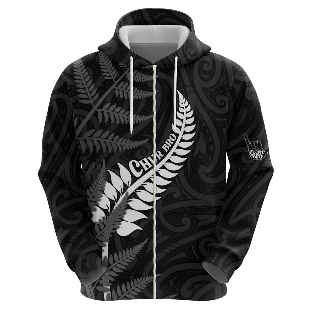 Personalised New Zealand Chur Bro Hoodie Maori Koru With Silver Fern