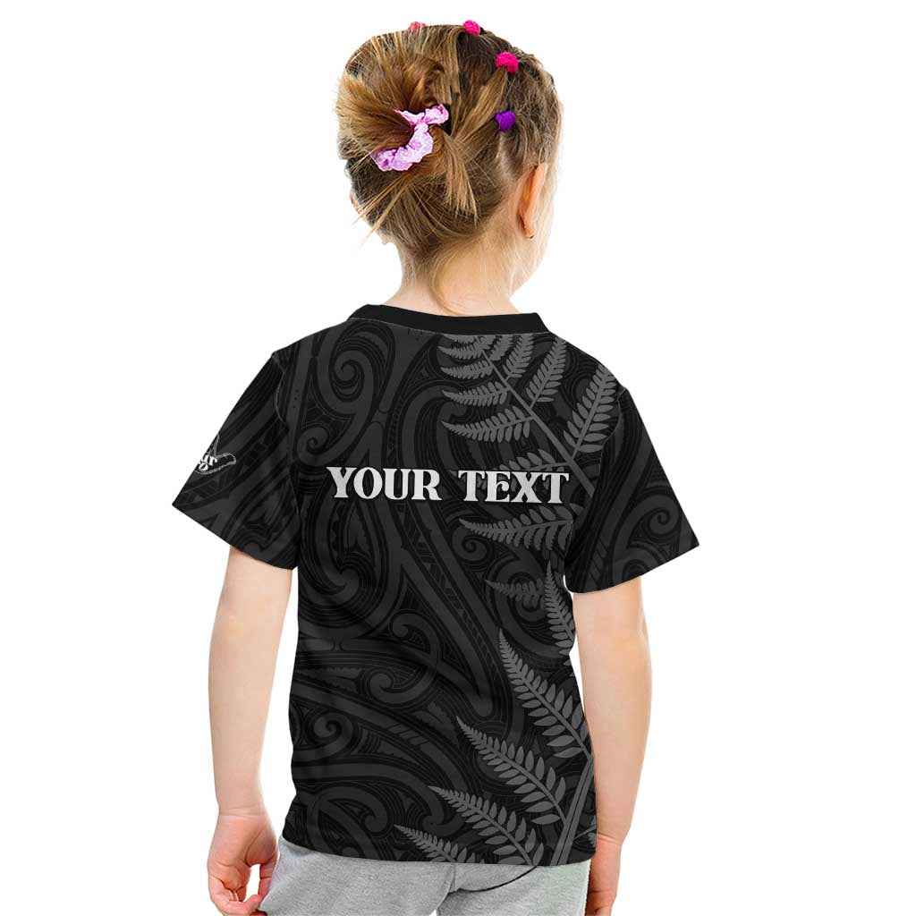 Personalised New Zealand Chur Bro Kid T Shirt Maori Koru With Silver Fern