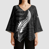 Personalised New Zealand Chur Bro Kimono Sleeve Blouse Maori Koru With Silver Fern