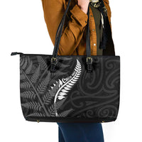 New Zealand Chur Bro Leather Tote Bag Maori Koru With Silver Fern