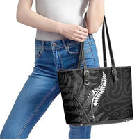 New Zealand Chur Bro Leather Tote Bag Maori Koru With Silver Fern