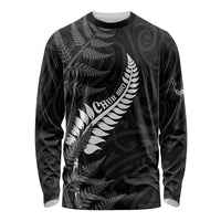 Personalised New Zealand Chur Bro Long Sleeve Shirt Maori Koru With Silver Fern