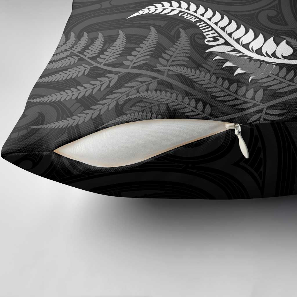 New Zealand Chur Bro Pillow Cover Maori Koru With Silver Fern
