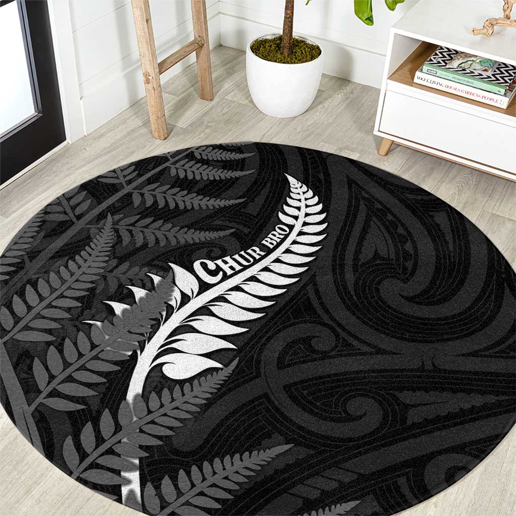 New Zealand Chur Bro Round Carpet Maori Koru With Silver Fern