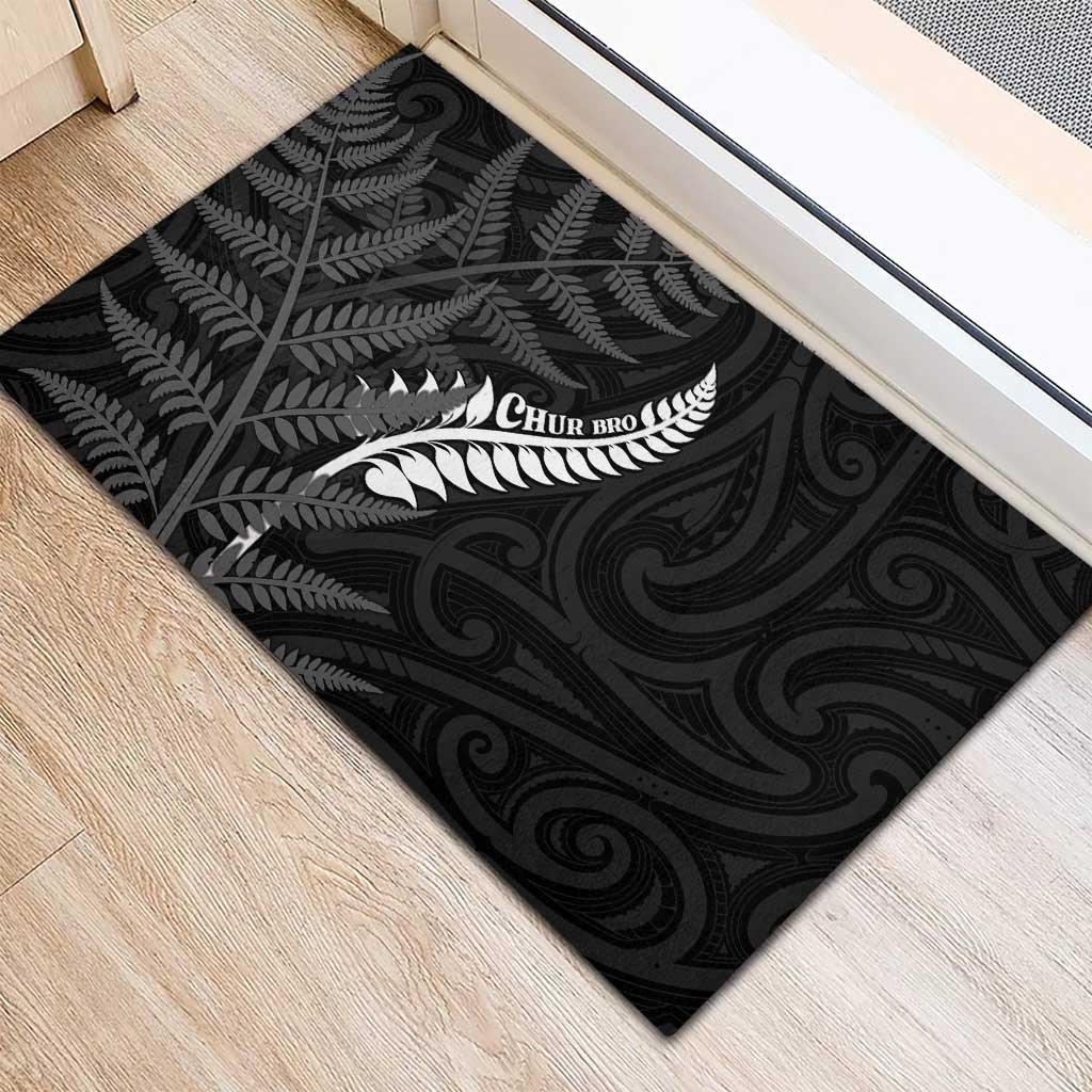 New Zealand Chur Bro Rubber Doormat Maori Koru With Silver Fern