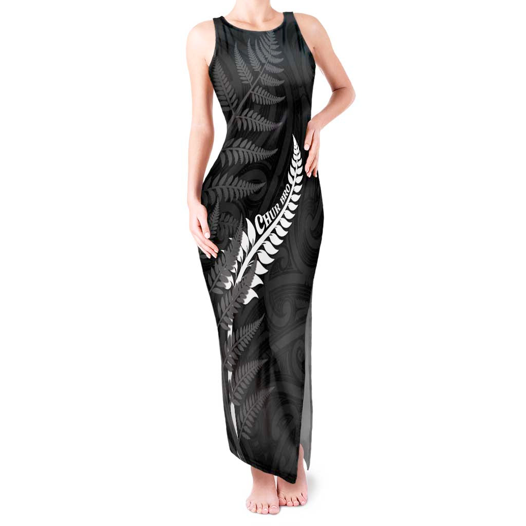 Personalised New Zealand Chur Bro Tank Maxi Dress Maori Koru With Silver Fern