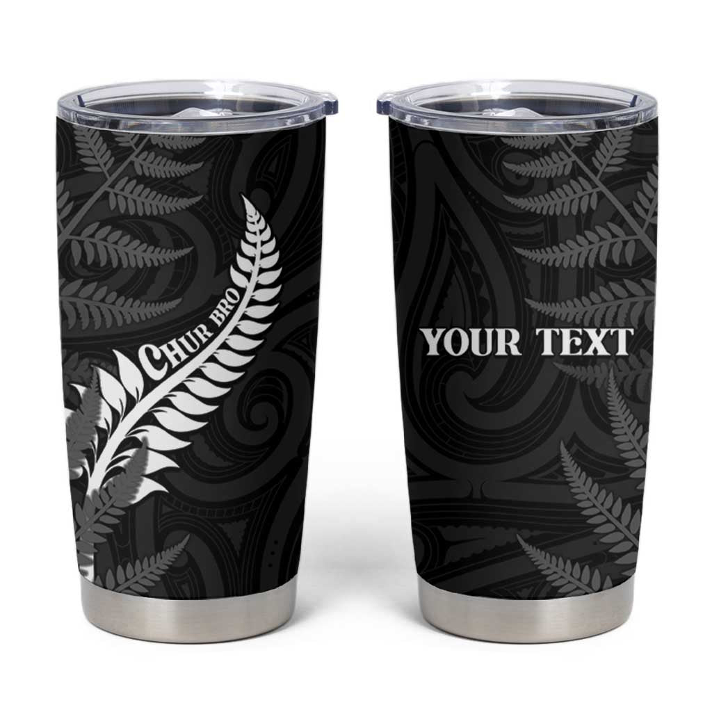 Personalised New Zealand Chur Bro Tumbler Cup Maori Koru With Silver Fern