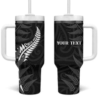 Personalised New Zealand Chur Bro Tumbler With Handle Maori Koru With Silver Fern