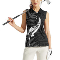 Personalised New Zealand Chur Bro Women Sleeveless Polo Shirt Maori Koru With Silver Fern LT05 - Polynesian Pride