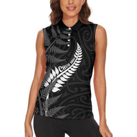 Personalised New Zealand Chur Bro Women Sleeveless Polo Shirt Maori Koru With Silver Fern LT05 - Polynesian Pride