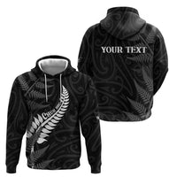 Personalised New Zealand Chur Bro Zip Hoodie Maori Koru With Silver Fern