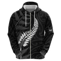 Personalised New Zealand Chur Bro Zip Hoodie Maori Koru With Silver Fern