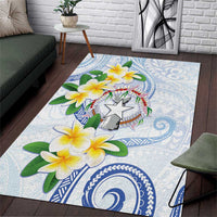 Northern Mariana Islands Chamorro Area Rug Plumeria Curves Style White Version