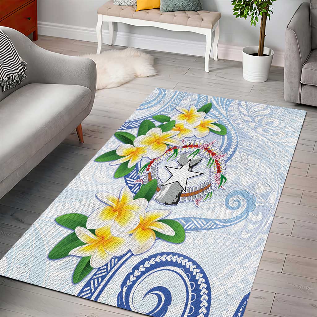 Northern Mariana Islands Chamorro Area Rug Plumeria Curves Style White Version