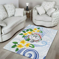 Northern Mariana Islands Chamorro Area Rug Plumeria Curves Style White Version