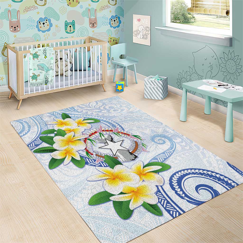 Northern Mariana Islands Chamorro Area Rug Plumeria Curves Style White Version
