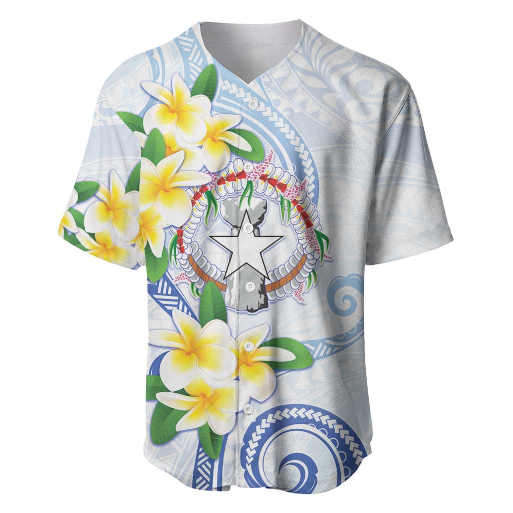 Northern Mariana Islands Chamorro Baseball Jersey Plumeria Curves Style White Version