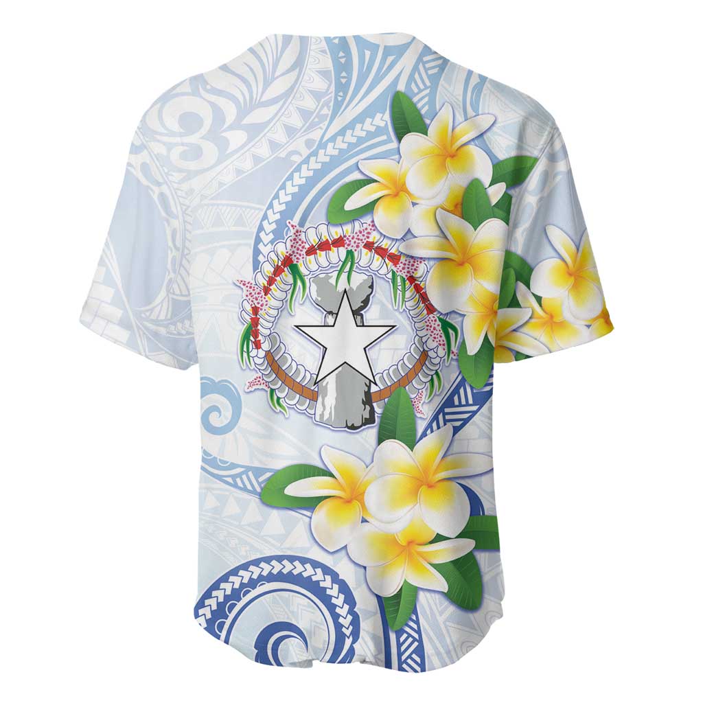 Northern Mariana Islands Chamorro Baseball Jersey Plumeria Curves Style White Version