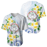 Northern Mariana Islands Chamorro Baseball Jersey Plumeria Curves Style White Version