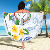 Northern Mariana Islands Chamorro Beach Blanket Plumeria Curves Style White Version