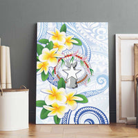 Northern Mariana Islands Chamorro Canvas Wall Art Plumeria Curves Style White Version