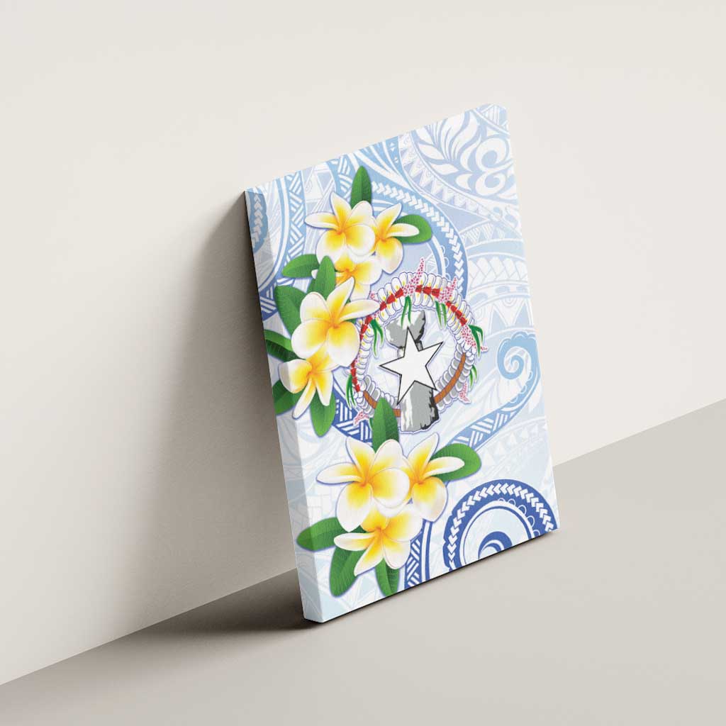 Northern Mariana Islands Chamorro Canvas Wall Art Plumeria Curves Style White Version