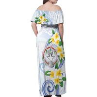 Northern Mariana Islands Chamorro Family Matching Off Shoulder Maxi Dress and Hawaiian Shirt Plumeria Curves Style White Version LT05 - Polynesian Pride