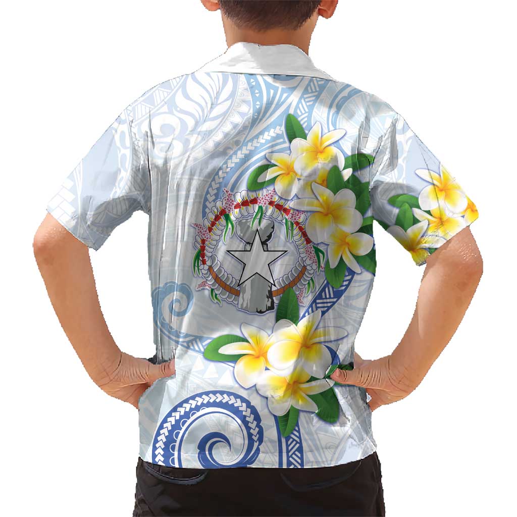 Northern Mariana Islands Chamorro Family Matching Puletasi and Hawaiian Shirt Plumeria Curves Style White Version LT05 - Polynesian Pride